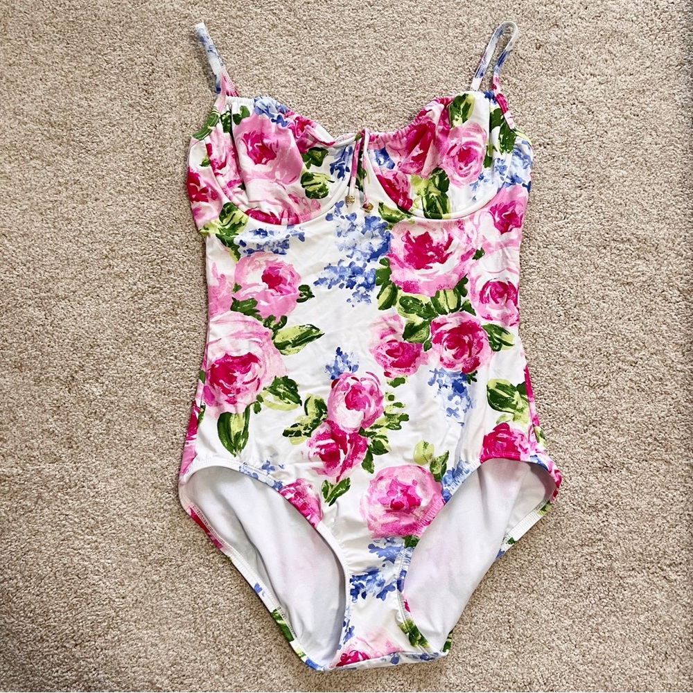 Liz Claiborne Pink Floral One-Piece Swimsuit Size 16